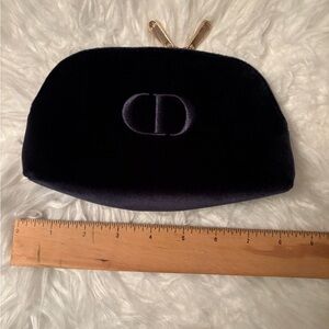 Christian Dior blue velvet zip make up bag